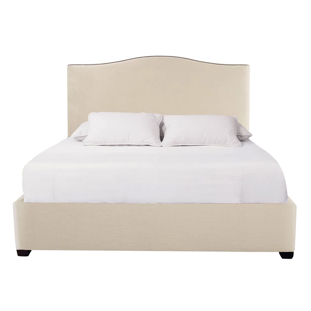 Bernhardt upholstered bed with nailhead trim