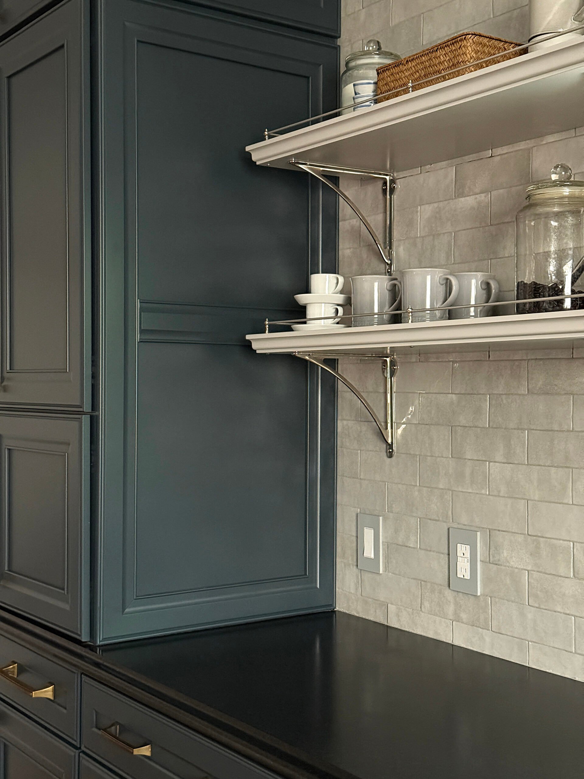 Clearing off soapstone countertop before sealing and enhancing it, on coffee bar