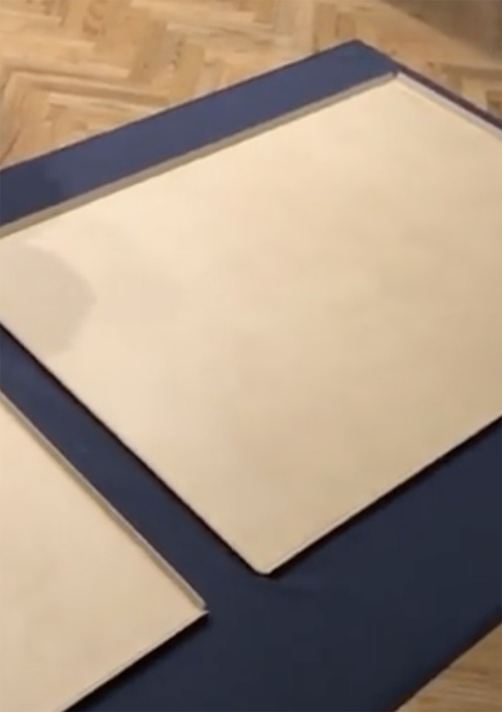 How to upholster navy acoustic wall panels