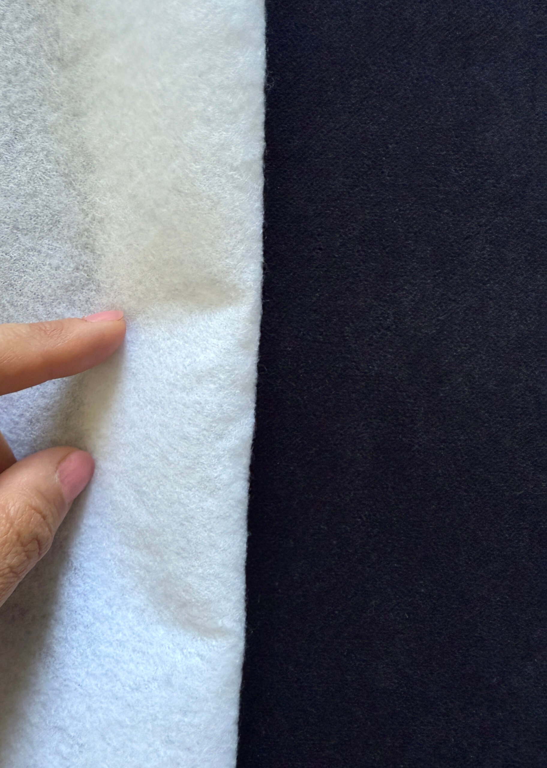 Navy velvet fabric with poly upholstery batting