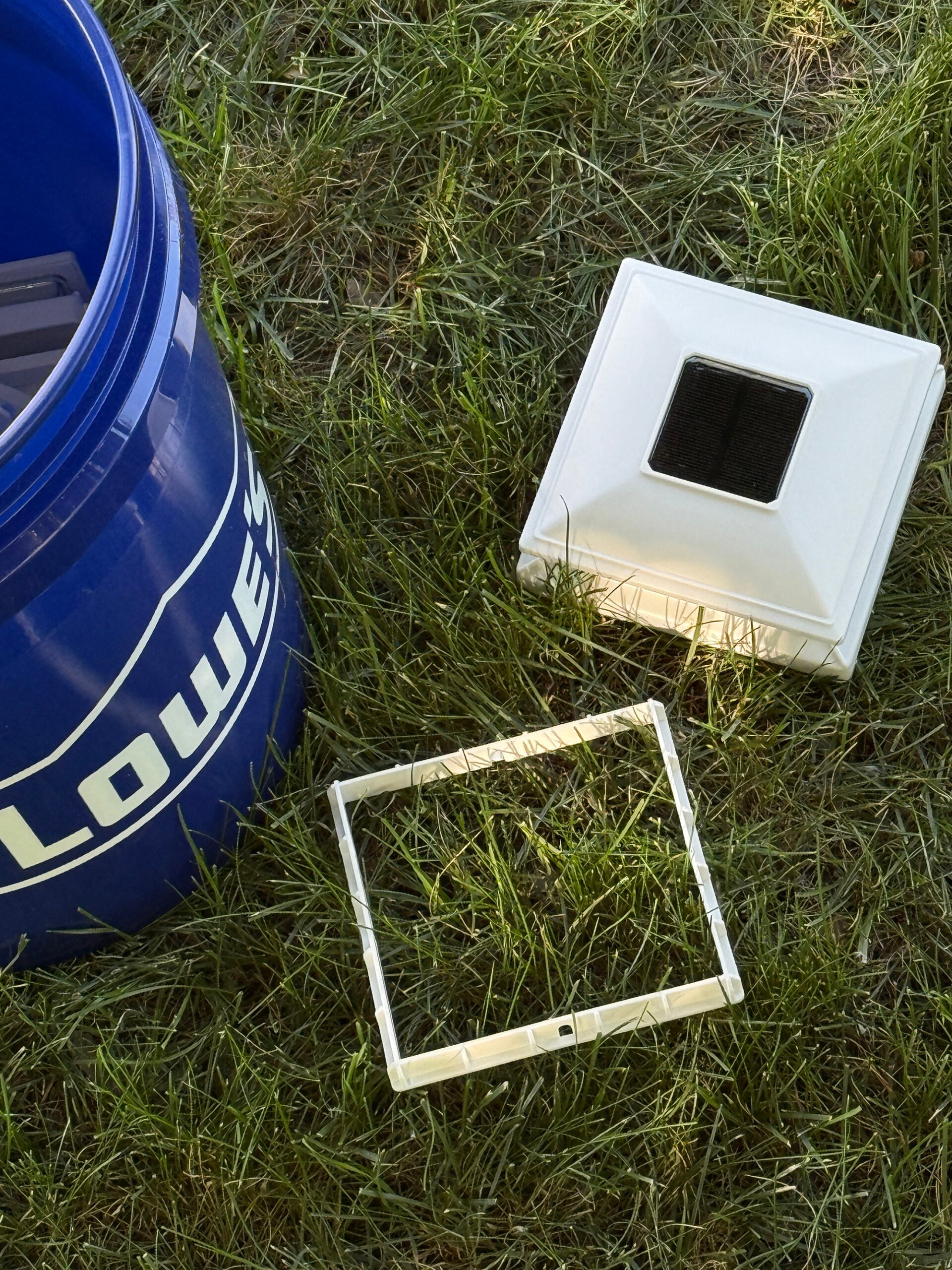 White solar fence cap post lights from Lowe's to match any white vinyl fence